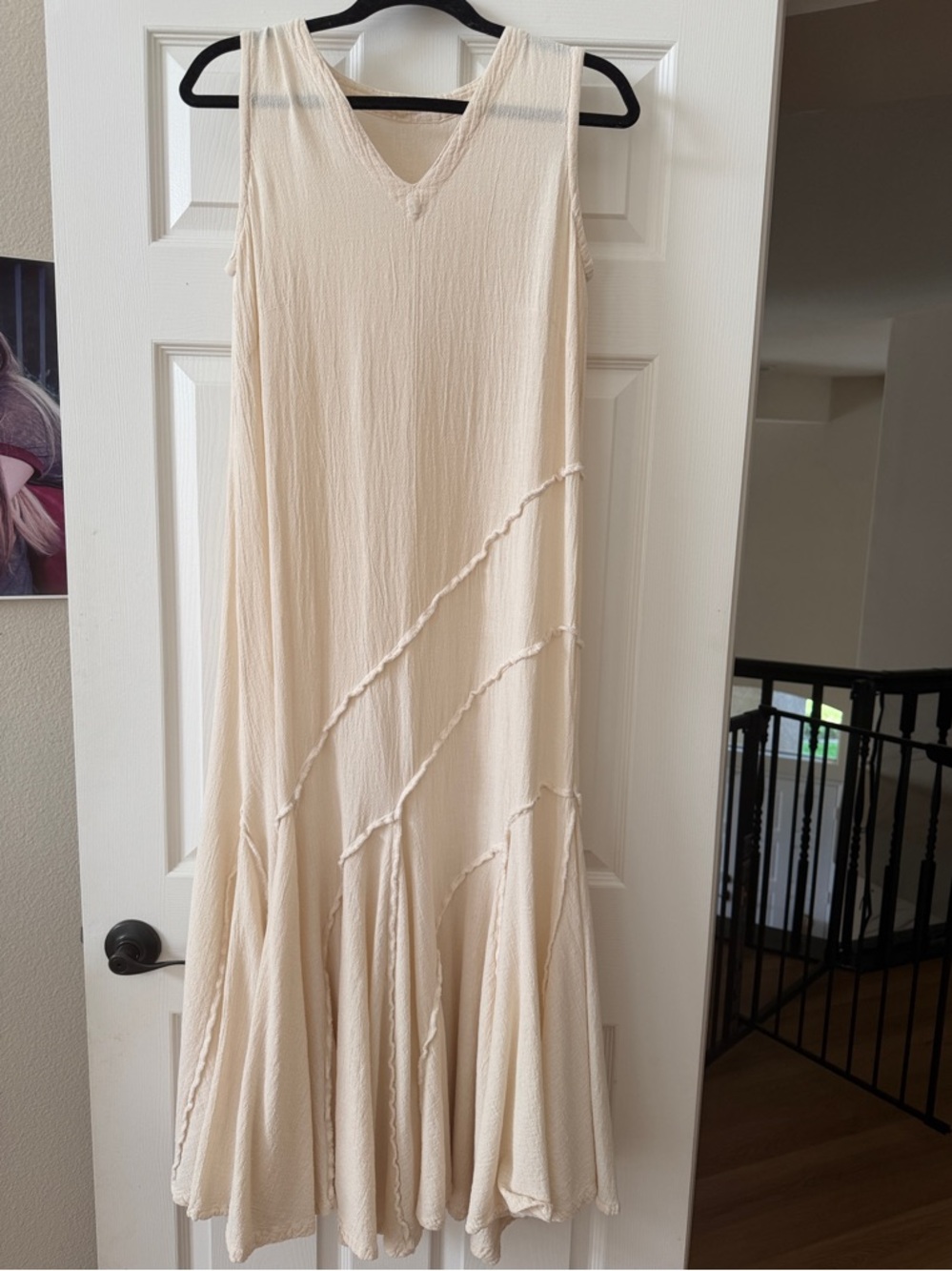 Sleeveless Cream V-Neck Maxi Dress - Picture 1 of 9